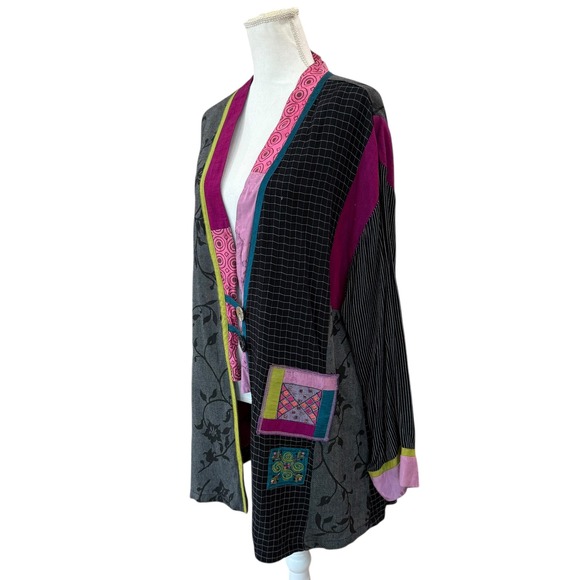 Faith by Celia Forrester Patchwork Kimono Jacket Abstract Print Women's - Picture 2 of 13